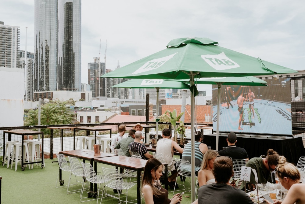 Bells Hotel beer garden panoramic view